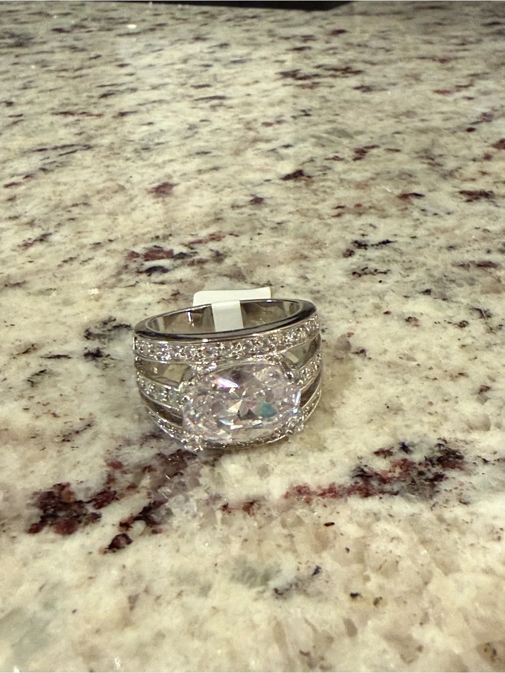 Sterling Silver Cubic Zirconia Multi-Row Statement Ring - White